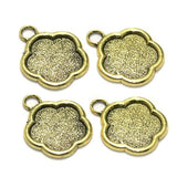 10 Pcs. German Silver Pendants Golden 28x23 mm