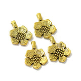 25 Pcs German Silver Flower Charms Golden 14mm