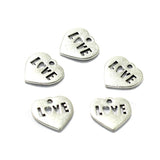 10 Pcs German Silver Heart Charms 15mm