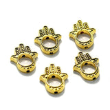 10 Pcs German Silver Hamsahand Spacer Charms Golden 15mm