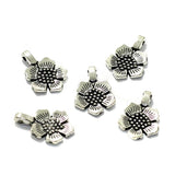 10 Pcs German Silver Flower Charms 15mm