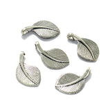 10 Pcs German Silver Leaf Charms 20mm