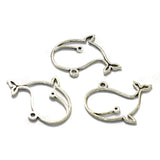 10 Pcs German Silver Fish Pendants 1.5 Inches