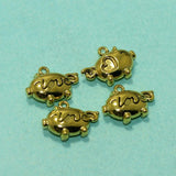 10 Pcs, 13mm German Silver Furtune Pig Charms Golden