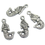 10 Pcs, 22x11mm German Silver Mermaid Pendant Charms