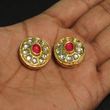 2 Pcs, 24x22mm Kundan Connectors Golden Golden