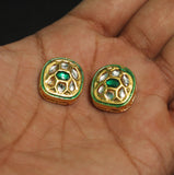 2 Pcs, 18x17mm Kundan Connectors Golden