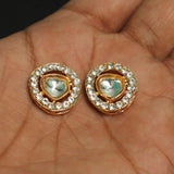 2 Pcs, 17mm Kundan Rhinestone Connectors Golden