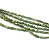 3 Strings Fire Polish Oval Glass Beads Green 13x4mm