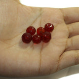 100 Pcs Glass Faceted Round Beads Dark Red 10mm