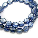 5 Strings Fire Polish Flat Oval Beads Light Blue 8x10mm