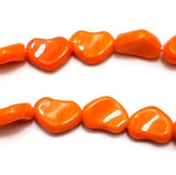 2 Strings Fire Polish Heart Beads Orange 12x18mm