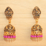 Meenakari Jhumka Earrings Pink