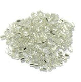 2 Cut Silver Line Glass Seed Beads Clear 11/0