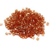 2 Cut Silver Line Glass Seed Beads Orange 11/0