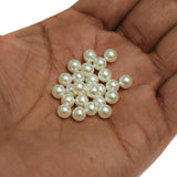 200 Pcs, 6mm White Pearl Acrylic Beads One Side Hole