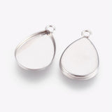 0.75 Inch 304 Stainless Steel Pendant teardrop Cabochon Settings