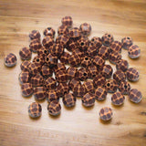 100 Gm Acrylic Wooden Finish Football Beads Brown 5 mm