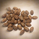 100 Gm Acrylic Wooden Finish Line Oval Beads Brown 11x7 mm