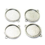 1.25 Inch Round Bezel Setting Pendant Connector Base Silver