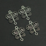 17x13mm Butterfly German Silver Connector Charms