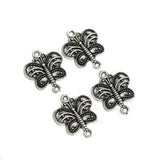 17x13mm Butterfly German Silver Connector Charms