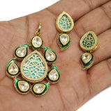 Kundan Thewa Pendant With Earring Set