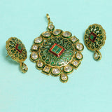 Kundan Thewa Pendant With Earring Set