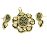 Kundan Thewa Pendant With Earring Set