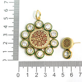 Kundan Thewa Pendant With Earring Set